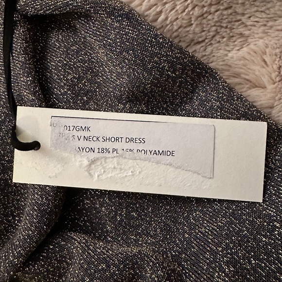 L’Agence Womens Size 2 Dries Gold/Blue Metallic V-Neck Mini Ruched Dress Party - Picture 14 of 16